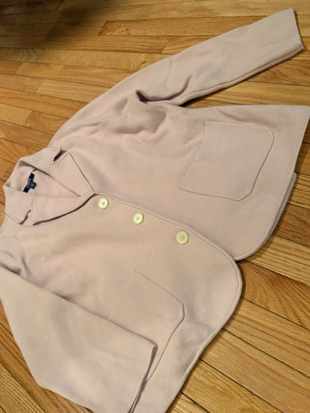 Chaps Light Pink Single-Breasted Cotton Tailored Blazer